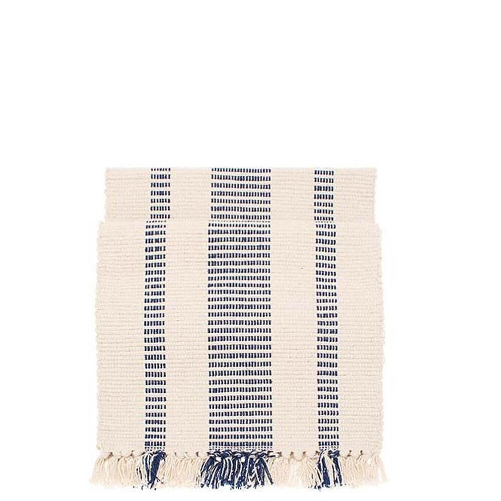 Walton & Co Recycled Cotton Slate Blue Stripe Table Runner
